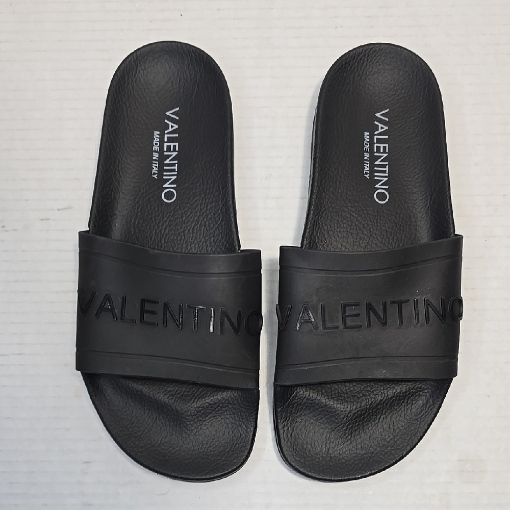 Size 40 (7) Valentino Mens Black  Rubber Slides